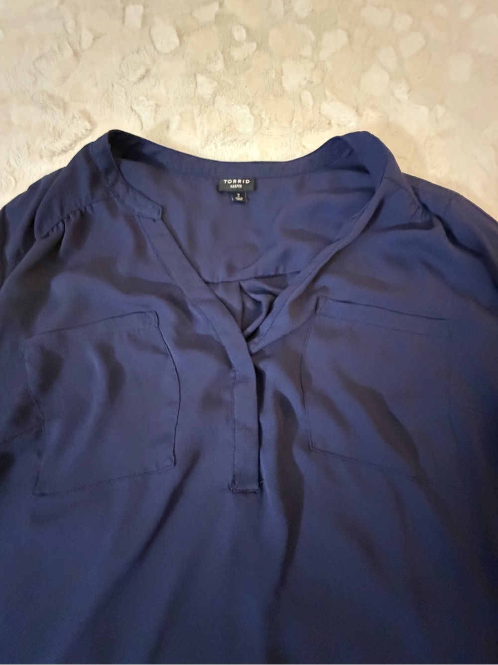 Torrid Harper Navy V-Neck Pullover Blouse